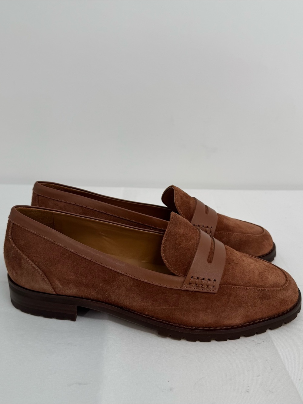NEW $159 TALBOTS Cassidy Suede Penny Loafers Women's Size 8.5 Cognac - Picture 6 of 12